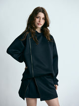 段ボールスウェット サイドジップ開きトレーナー