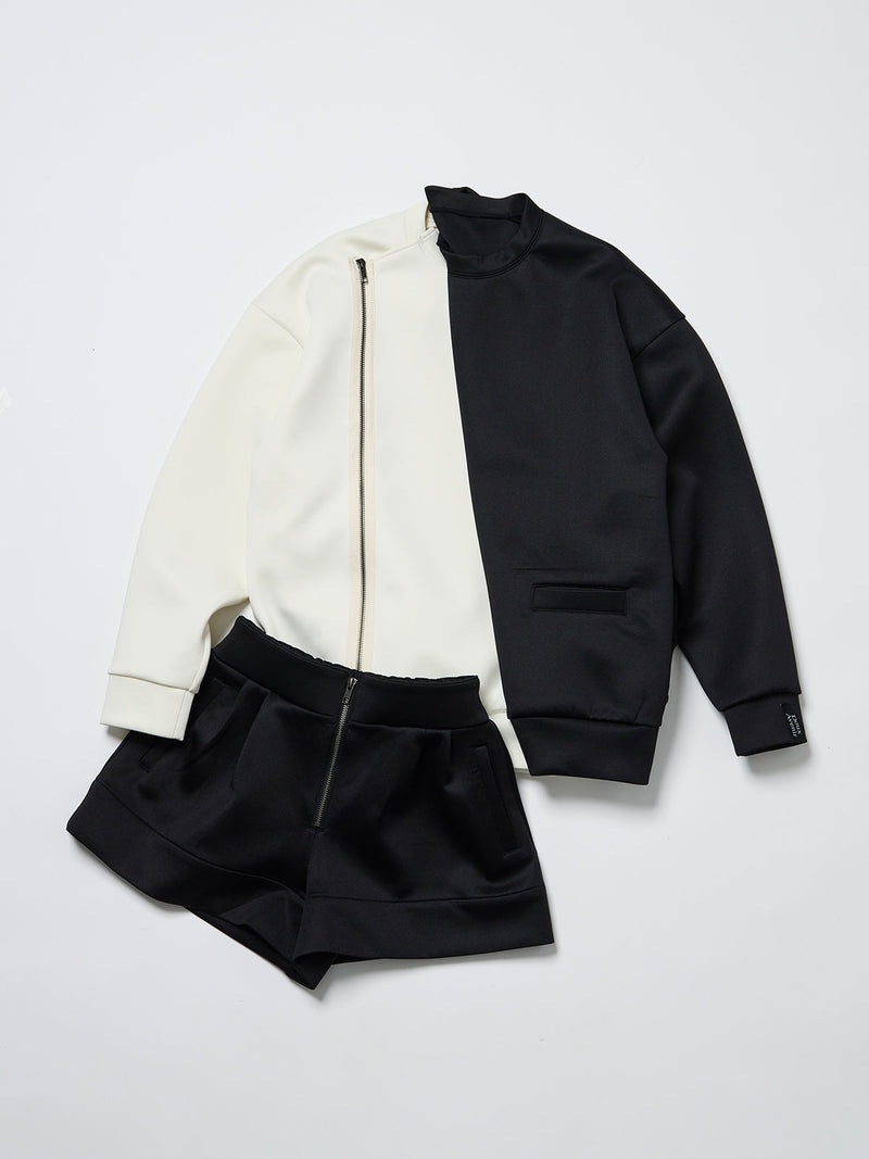 【レディース】段ボールスウェット　フロントジップショートパンツ