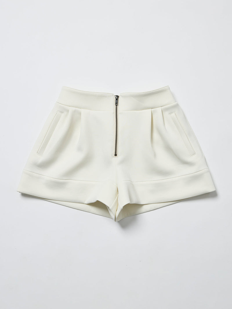 【レディース】段ボールスウェット　フロントジップショートパンツ