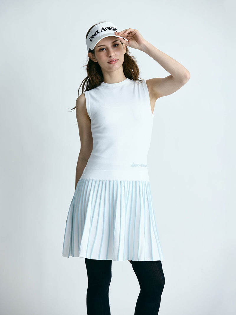 【レディース】サマーニット　プリーツスカートワンピース