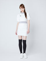 半袖 パフスリーブ バイカラー ニット ワンピース / ホワイト [DAO-23SS01-WHT]