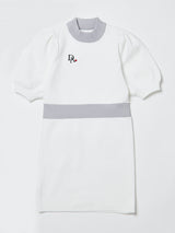 半袖 パフスリーブ バイカラー ニット ワンピース / ホワイト [DAO-23SS01-WHT]